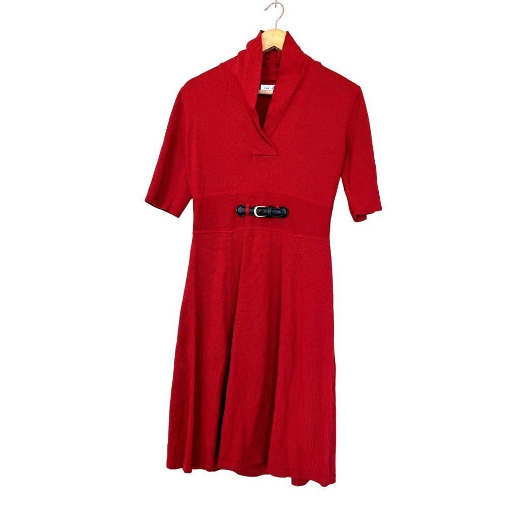 Calvin Klein Holiday Red Sweater Dress M